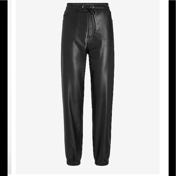 NWT!  High Waisted Faux Leather Joggers. - Picture 2 of 16